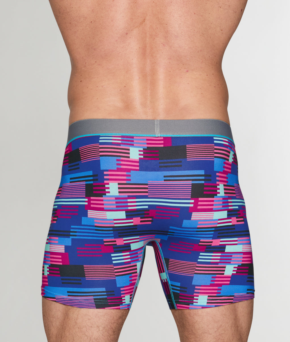 Unsimply Stitched Hatch Stripe Boxer Brief - Blue / Small