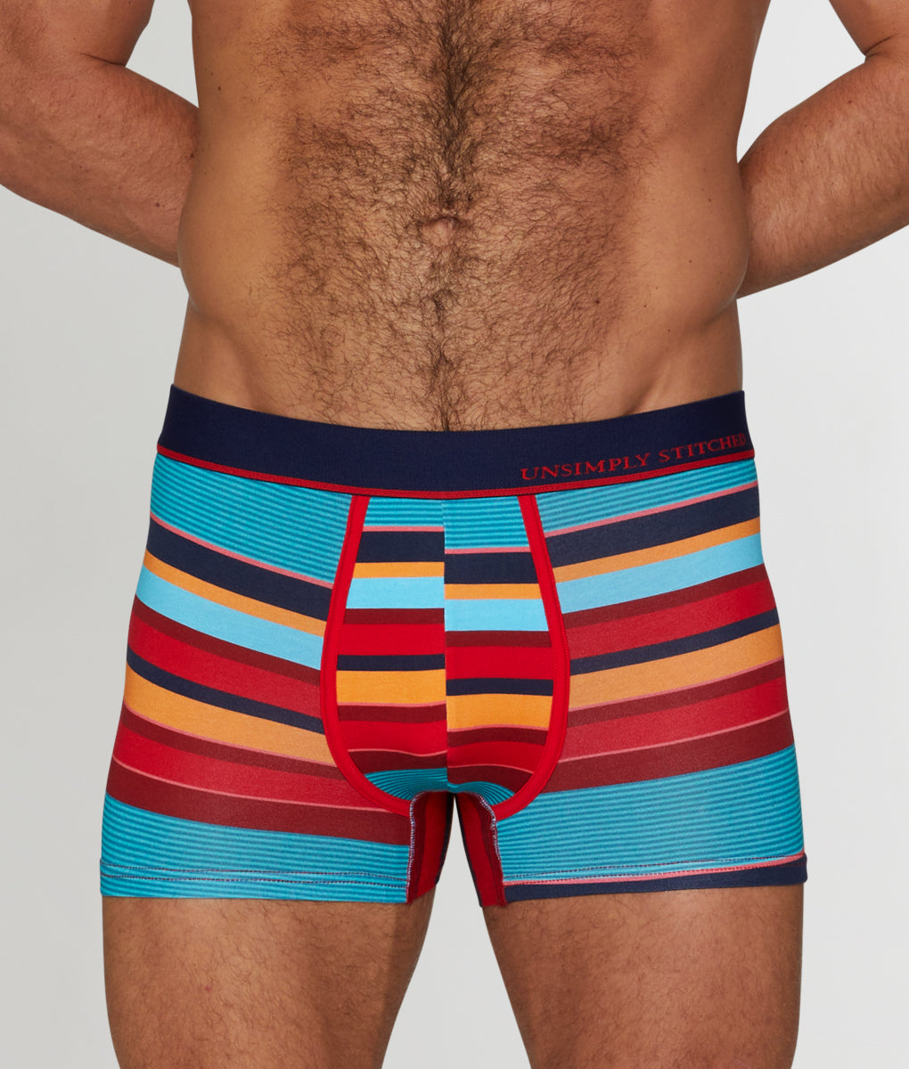 Unsimply Stitched Old School Stripe Trunk - Orange Red Blue / Small