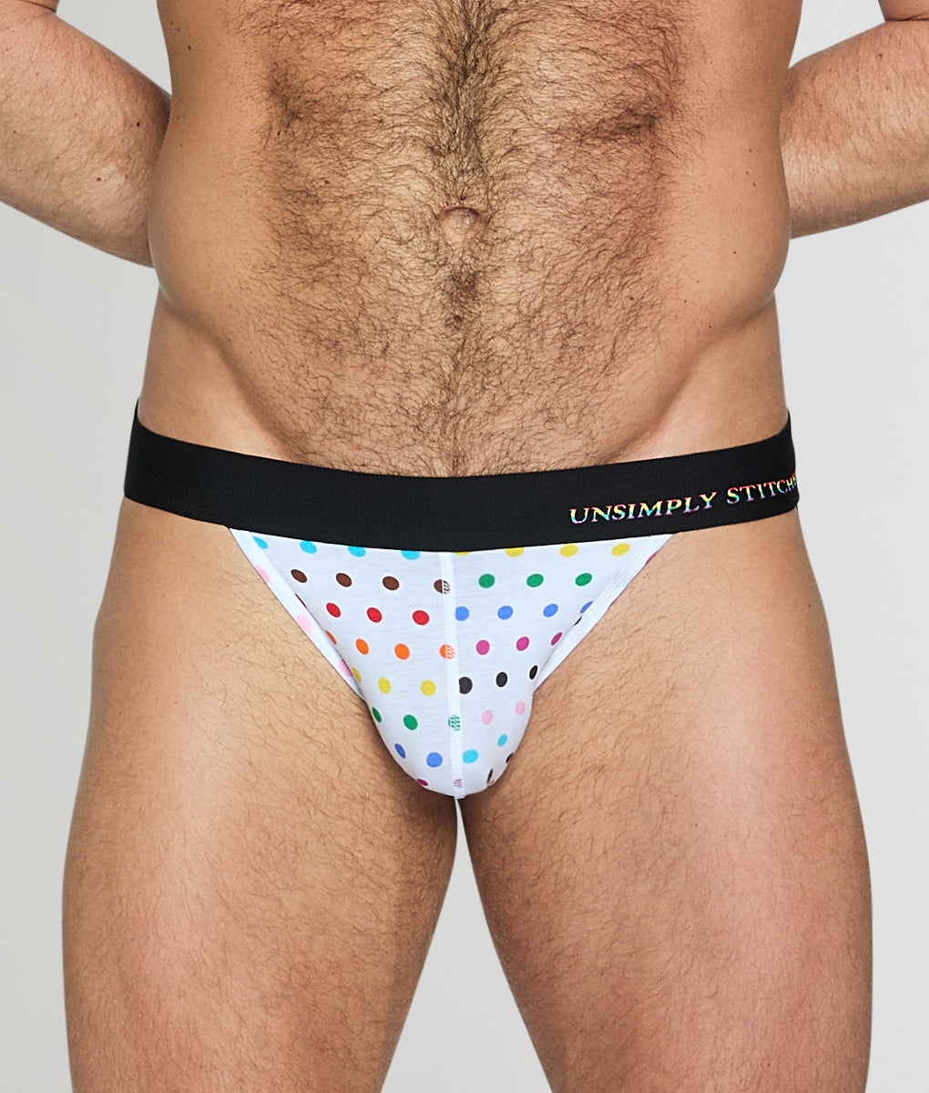 Unsimply Stitched Pride Polka Dot Jockstrap - White / Small