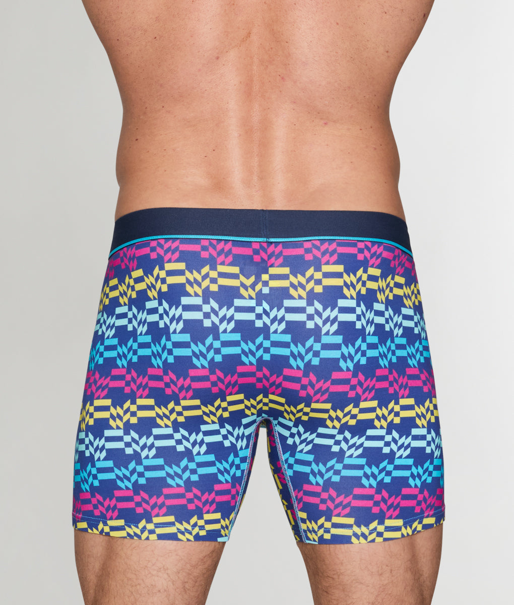 Unsimply Stitched Retro Stripe Boxer Brief - Blue / Small