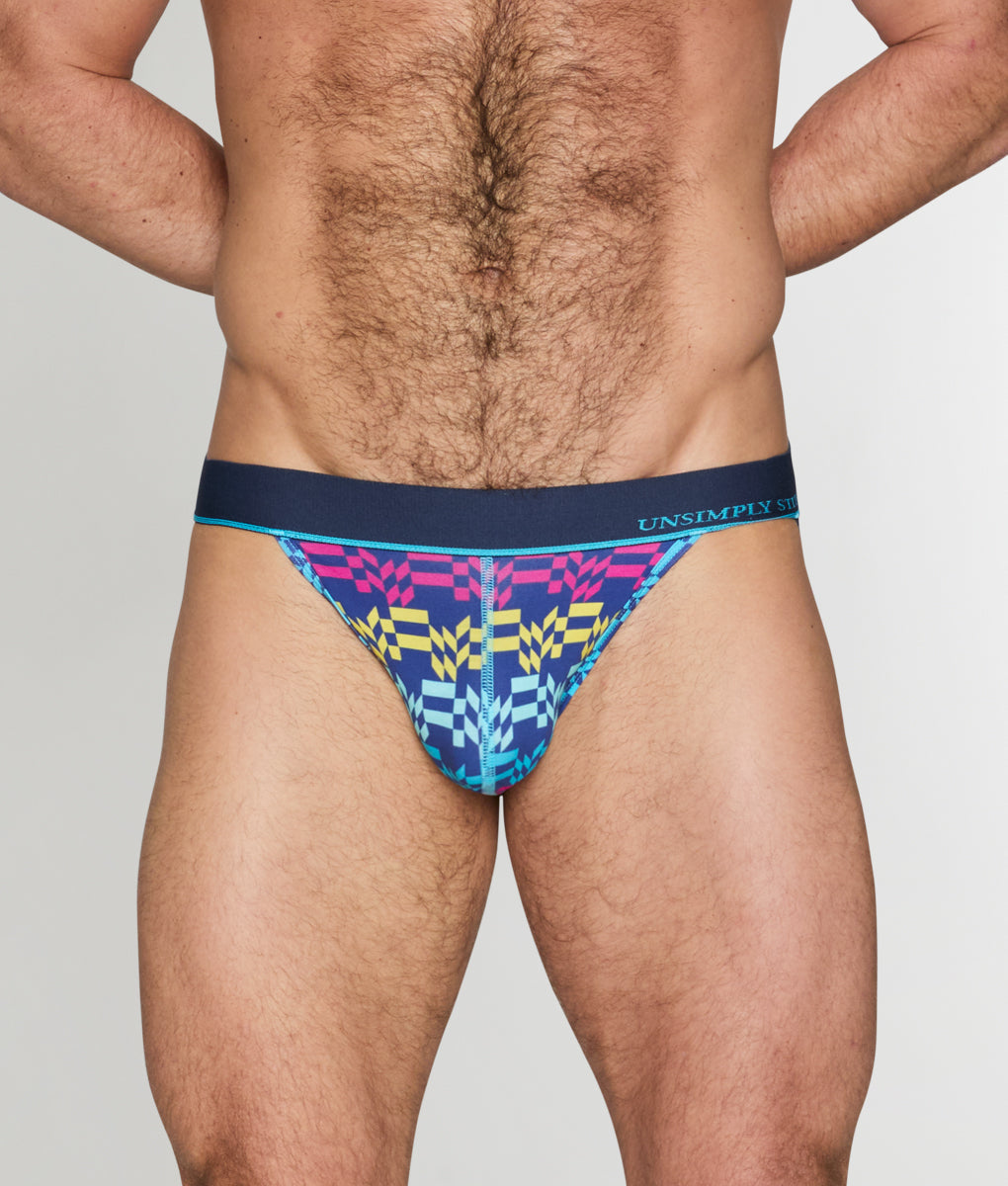 Unsimply Stitched Retro Stripe Jockstrap - Blue / Small