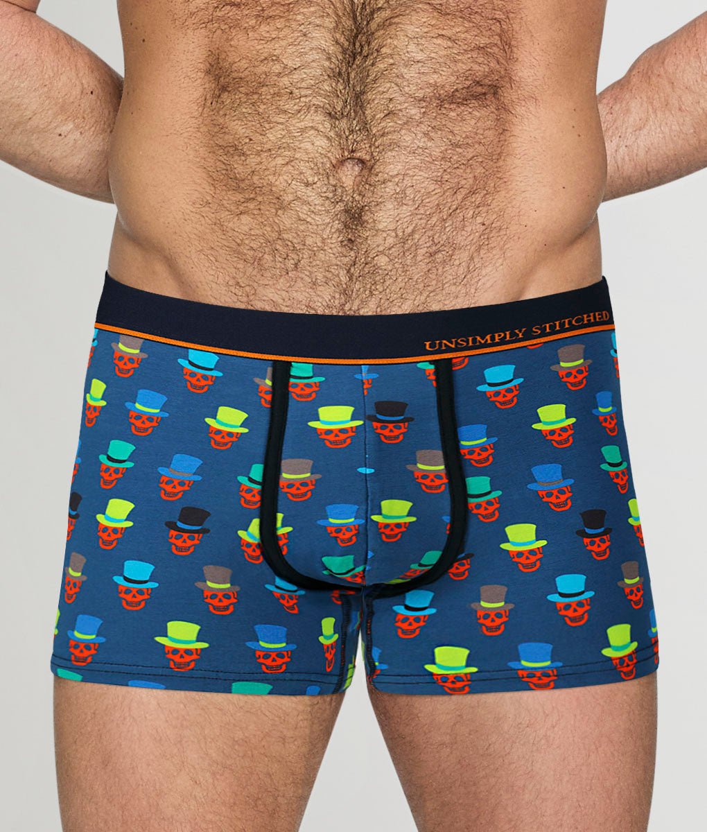 Unsimply Stitched Skull Top Hat Trunk - Blue Multi / Small