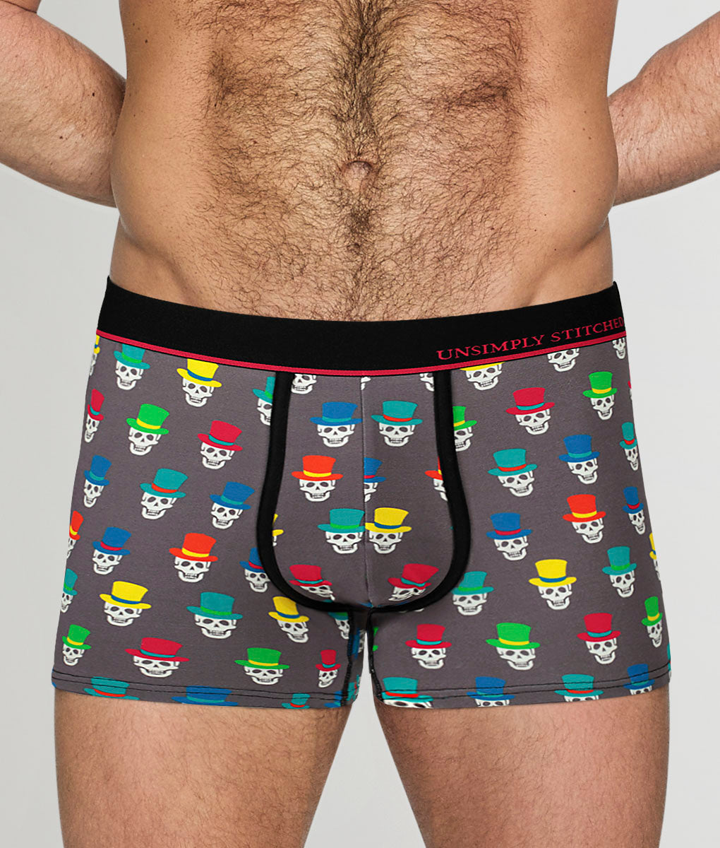 Unsimply Stitched Skull Top Hat Trunk - Grey Multi / Small