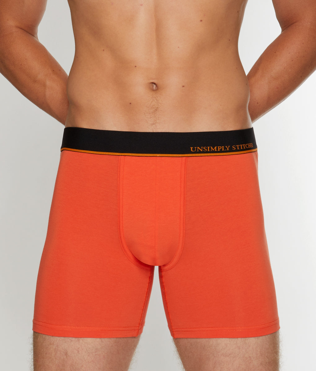 Unsimply Stitched Solid Boxer Brief - Orange / Small