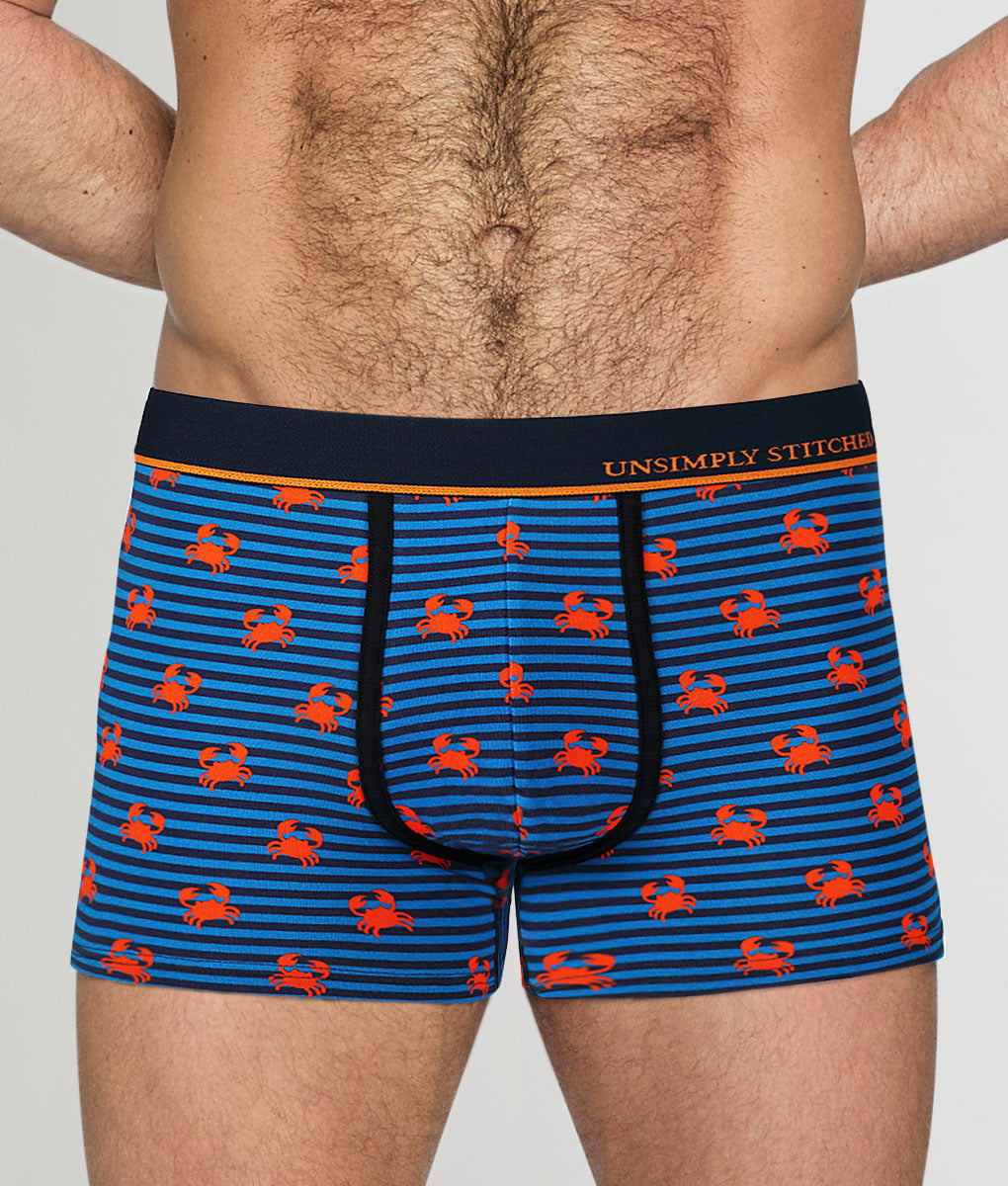 Unsimply Stitched Striped Crab Trunk - Blue Orange / Small