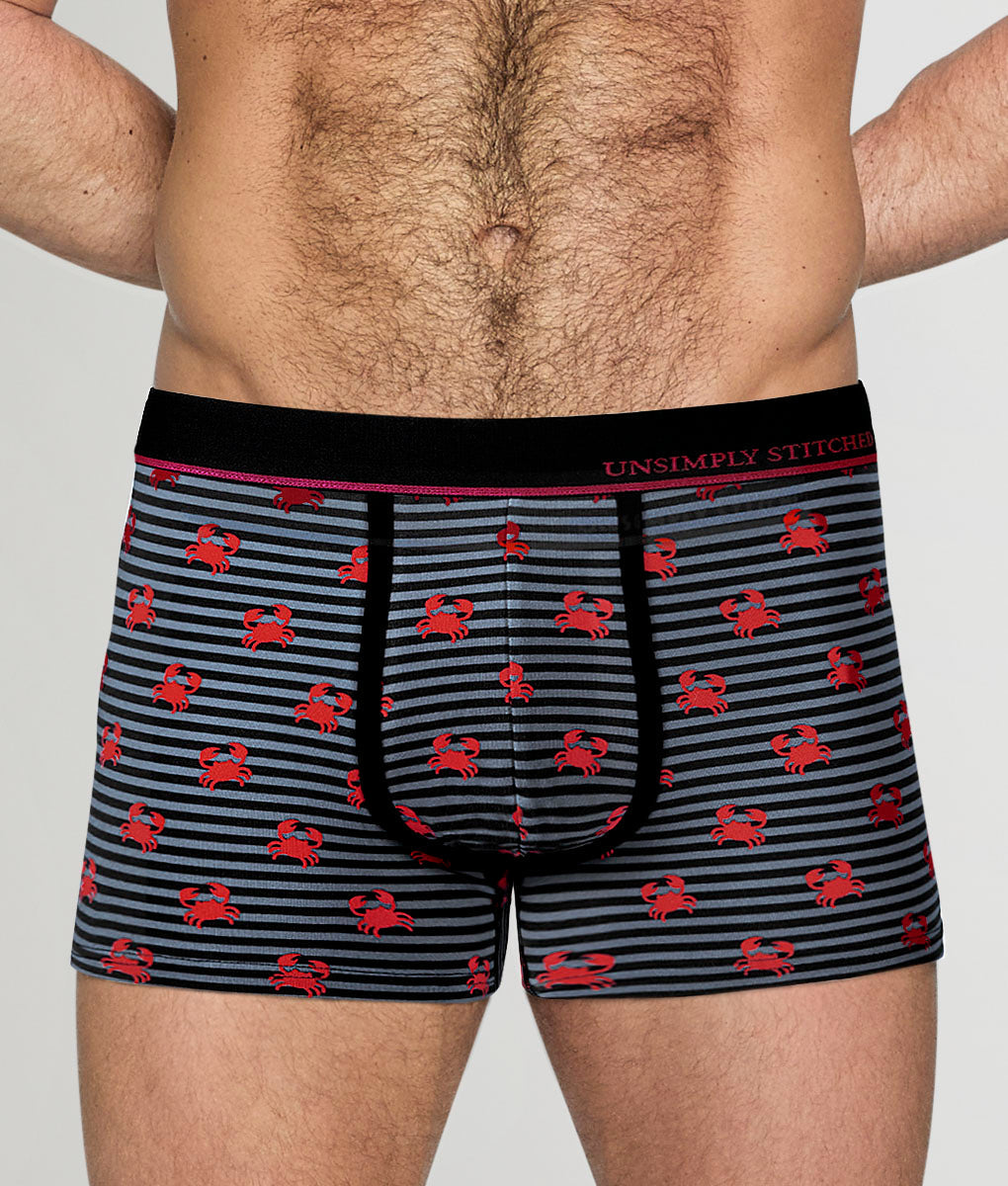 Unsimply Stitched Striped Crab Trunk - Grey Black Red / Medium