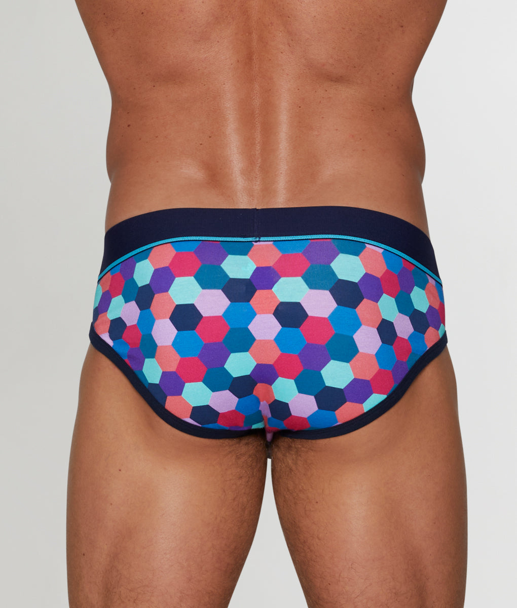 Unsimply Stitched Honeycomb Brief Blue Pink Multi / Small