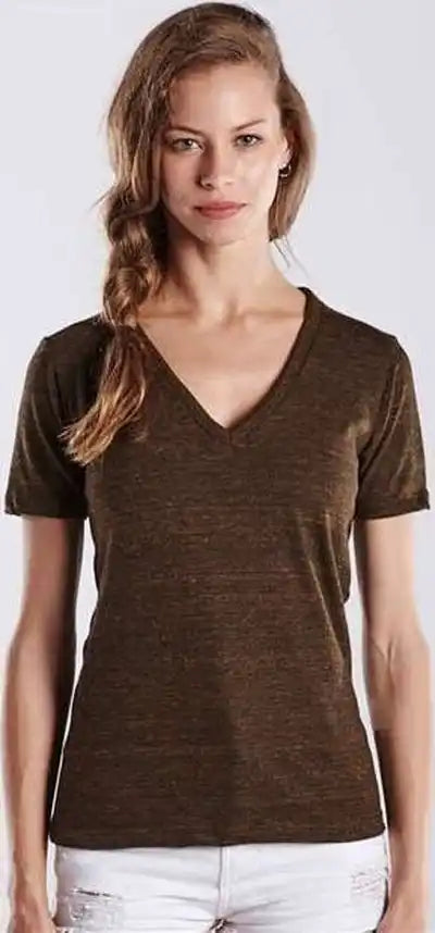 Us Blanks Us2228 Women’s V-neck Overdyed Tee - Woodgrain