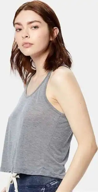 Us Blanks Us510 Women’s Sheer Cropped Racer Tank Top - Heather Gray - Ladies Xl