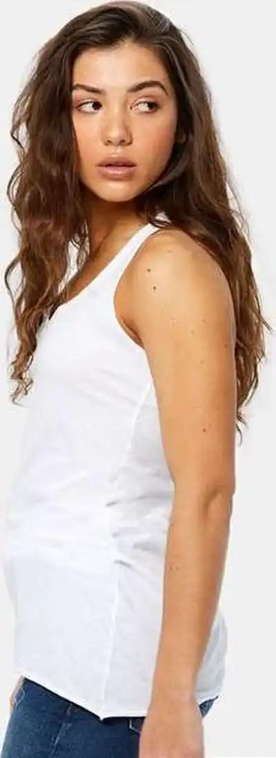 Us Blanks Us575 Women’s Raw Edge Racer Tank Top - White