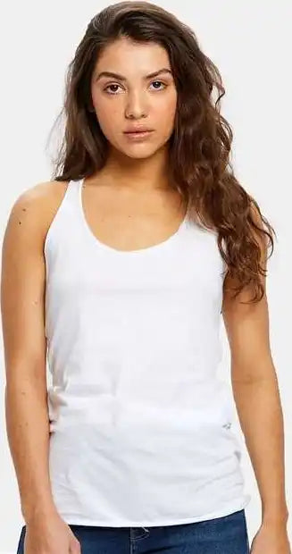 Us Blanks Us575 Women’s Raw Edge Racer Tank Top - White