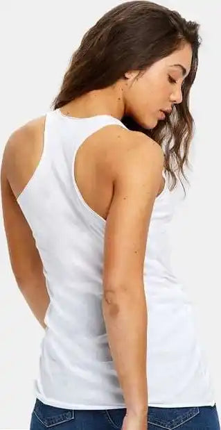 Us Blanks Us575 Women’s Raw Edge Racer Tank Top - White