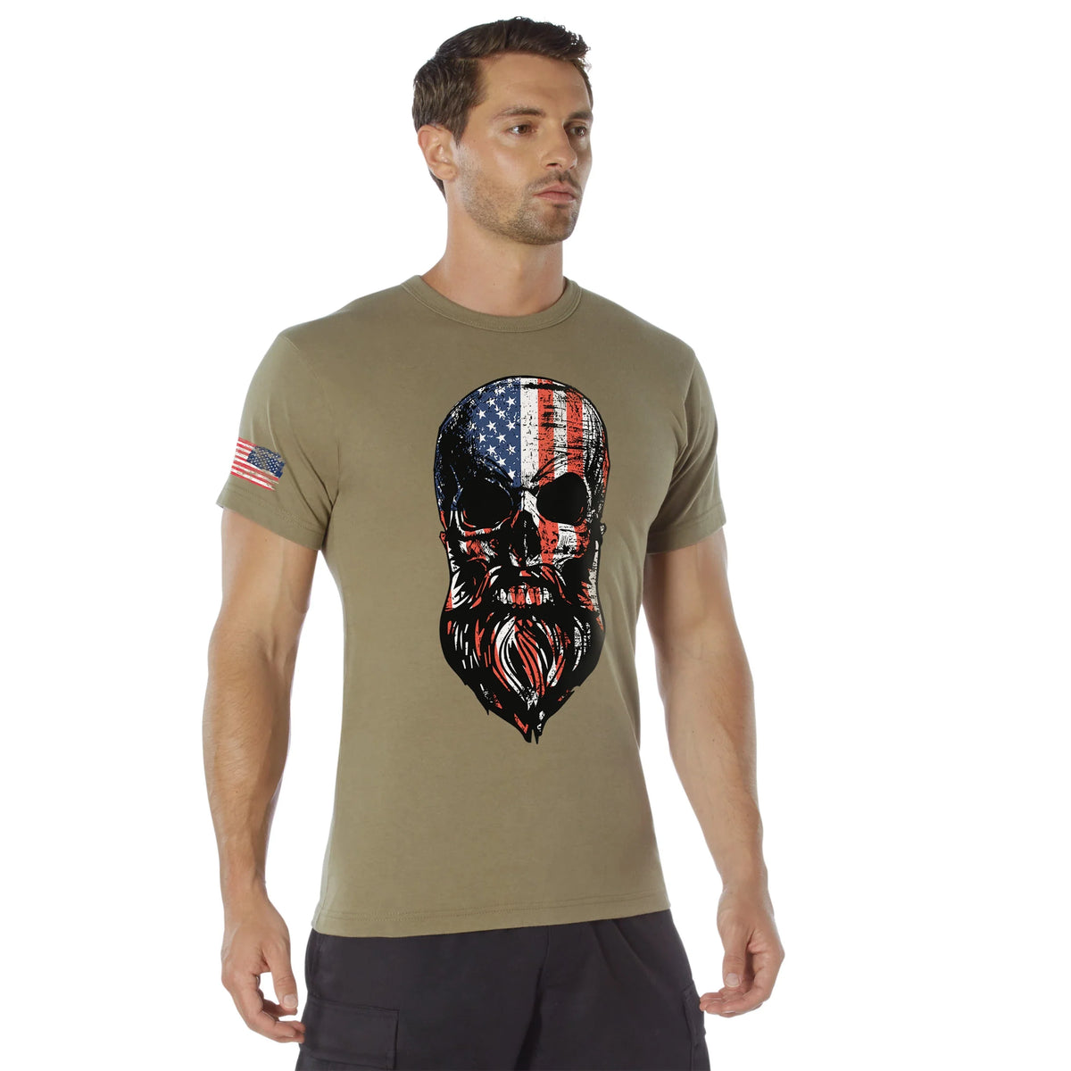 Us Flag Bearded Skull T-shirt