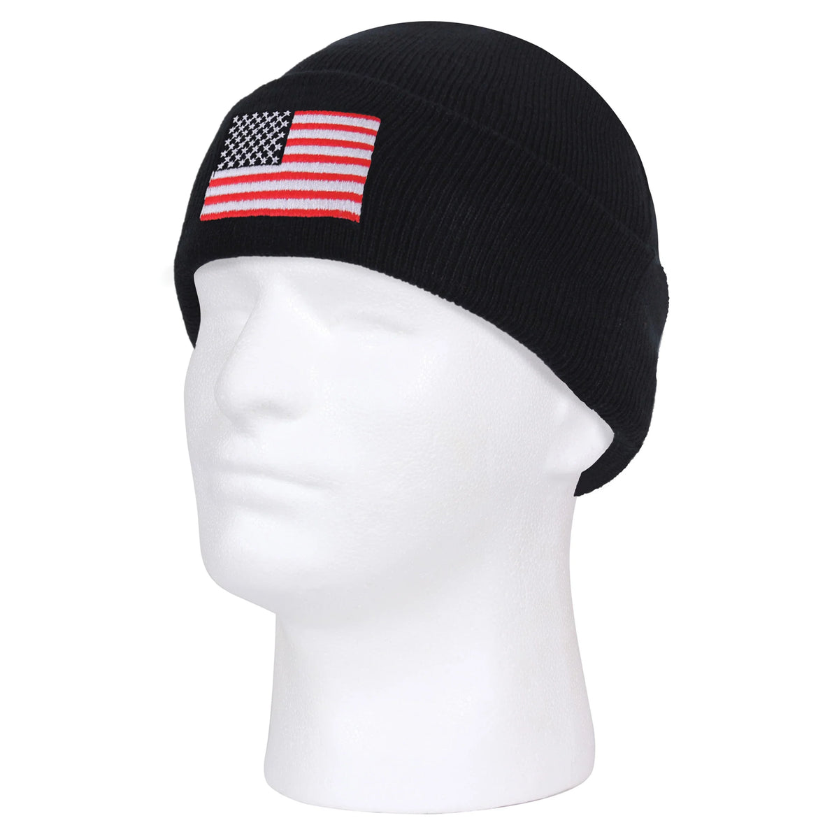 Us Flag Embroidered Fine Knit Watch Cap