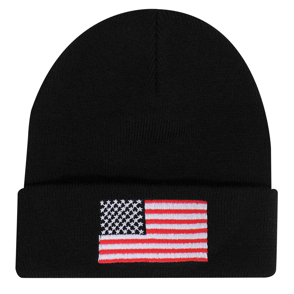 Us Flag Embroidered Fine Knit Watch Cap