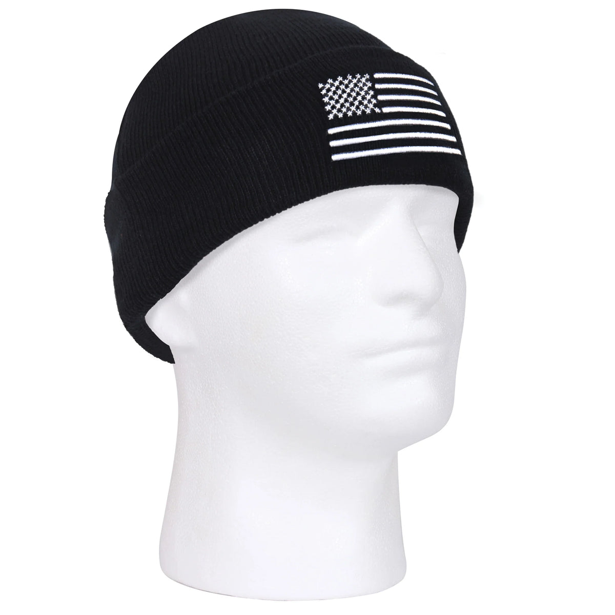 Us Flag Embroidered Fine Knit Watch Cap