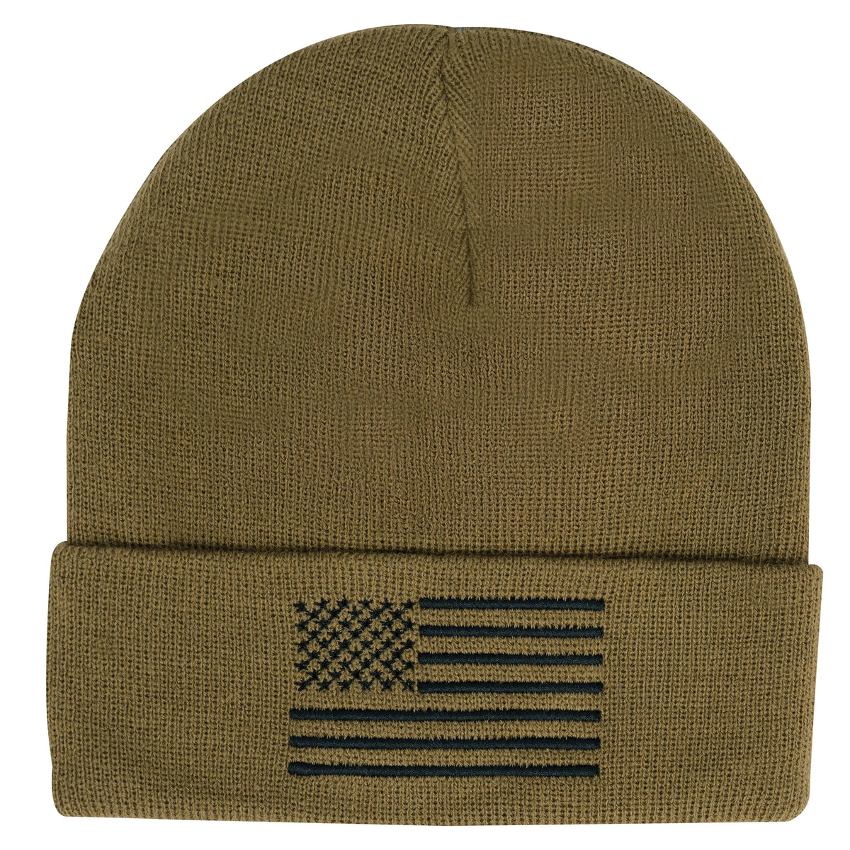 Us Flag Embroidered Fine Knit Watch Cap