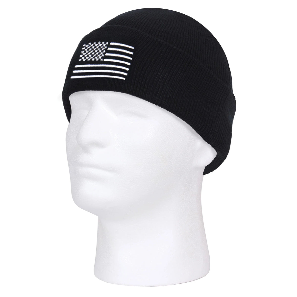 Us Flag Embroidered Fine Knit Watch Cap