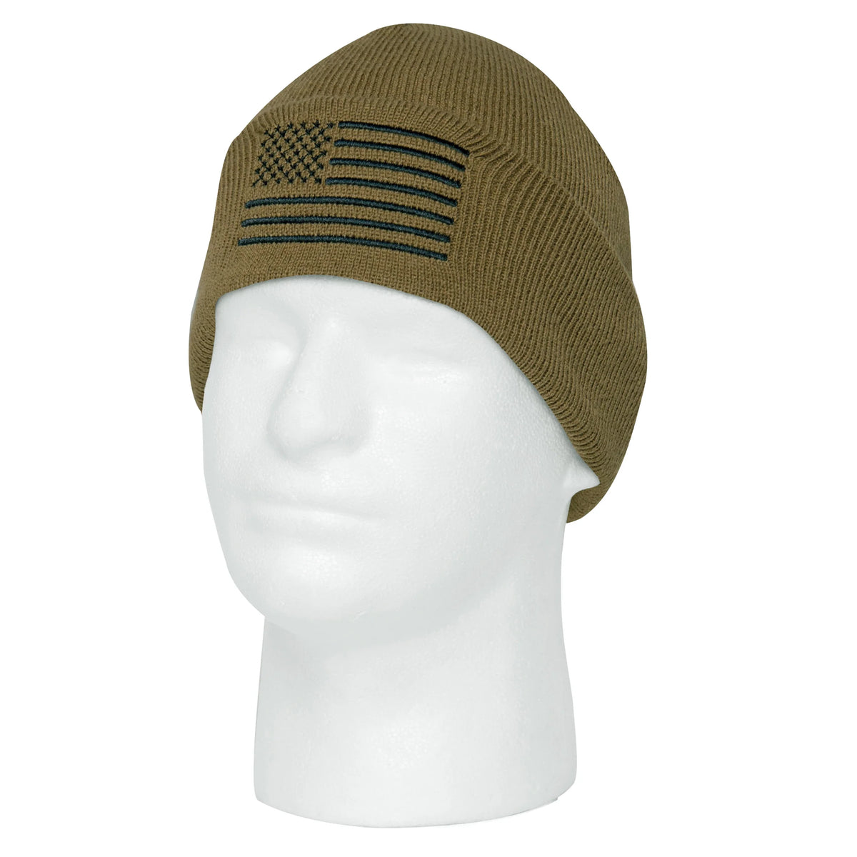 Us Flag Embroidered Fine Knit Watch Cap