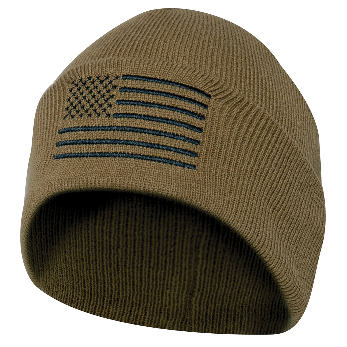 Us Flag Embroidered Fine Knit Watch Cap