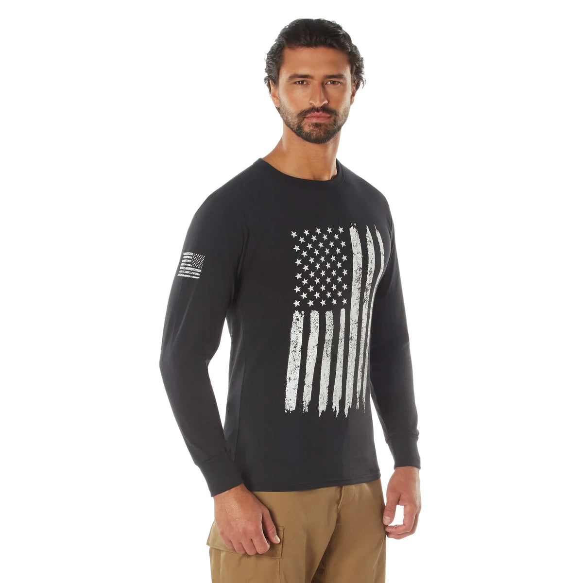 Us Flag Long Sleeve T-shirt - Black / l