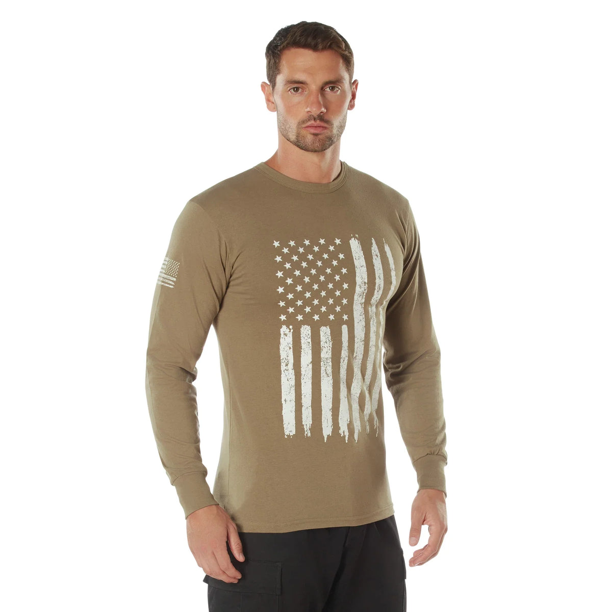 Us Flag Long Sleeve T-shirt - Coyote Brown / s