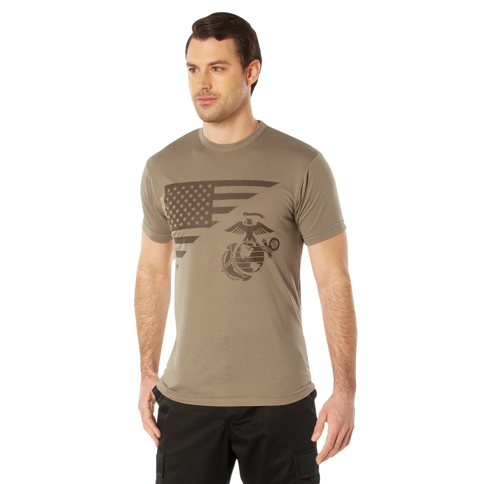 Usmc Eagle Globe & Anchor Moisture Wicking T-shirt - Ar 670-1 Coyote Brown
