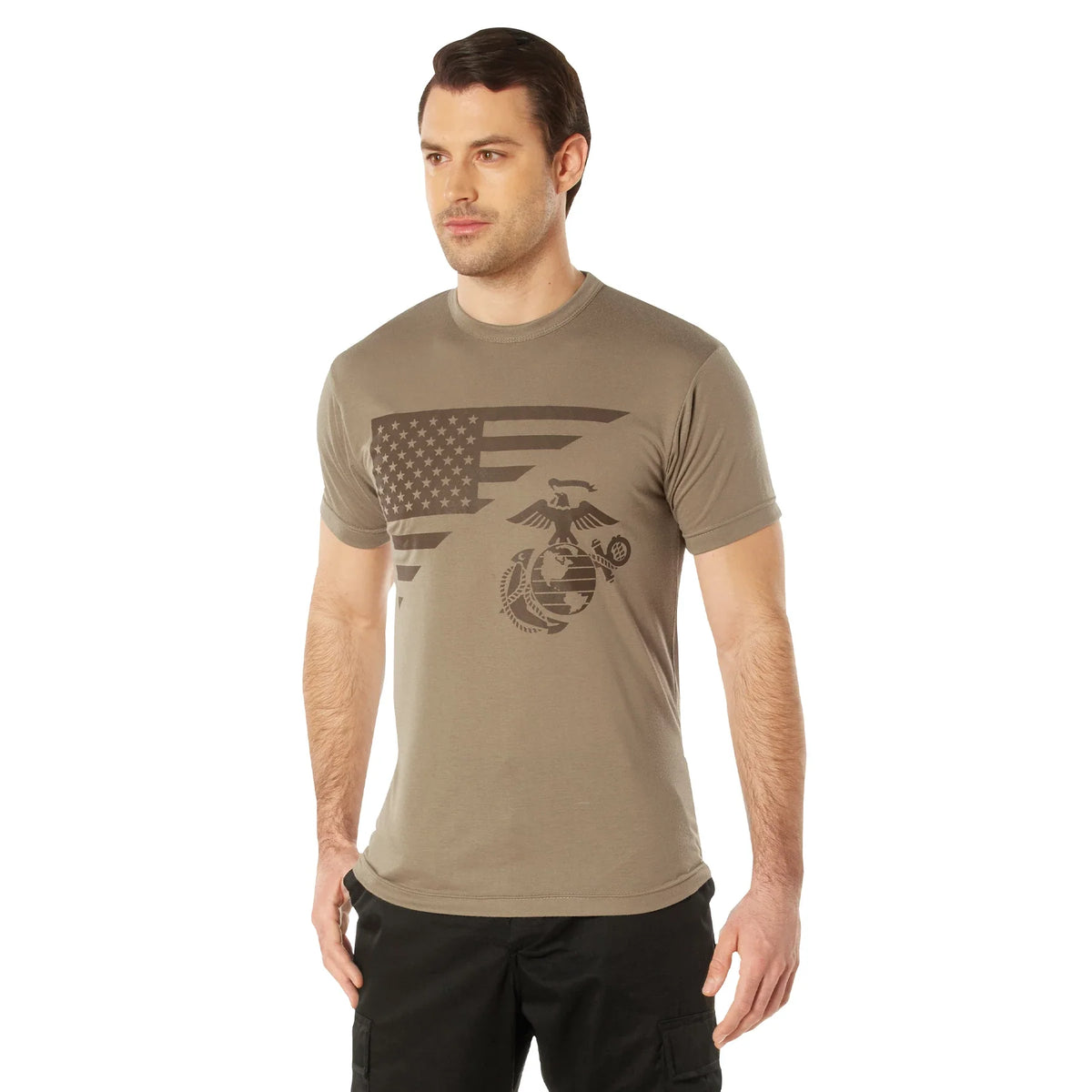 Usmc Eagle Globe & Anchor Moisture Wicking T-shirt - Ar 670-1 Coyote Brown