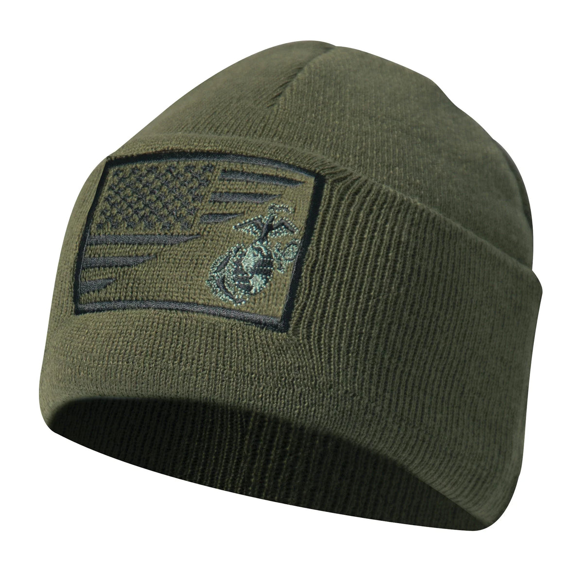 Usmc Eagle Globe and Anchor / us Flag Deluxe Fine Knit Watch Cap