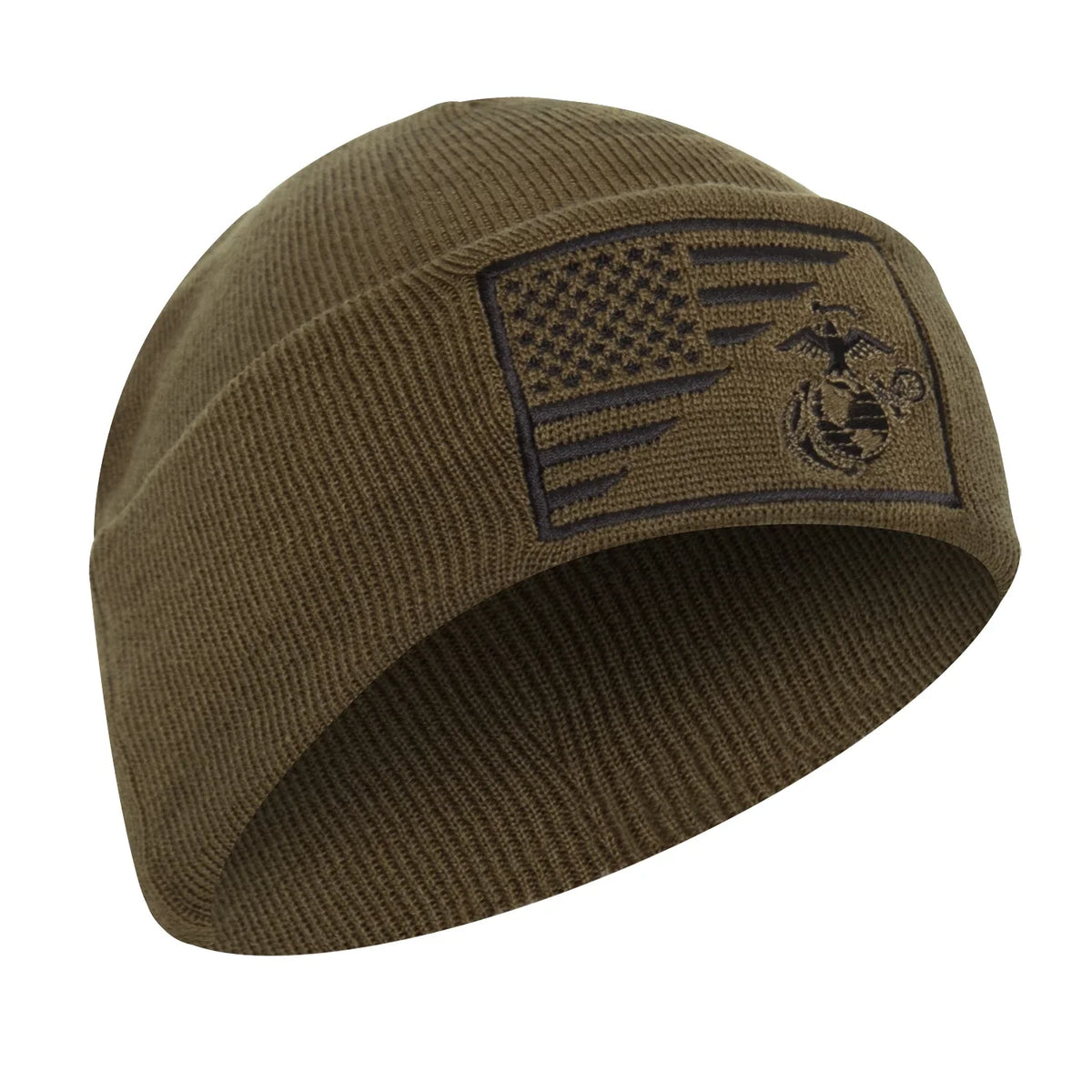 Usmc Eagle Globe and Anchor / us Flag Deluxe Fine Knit Watch Cap