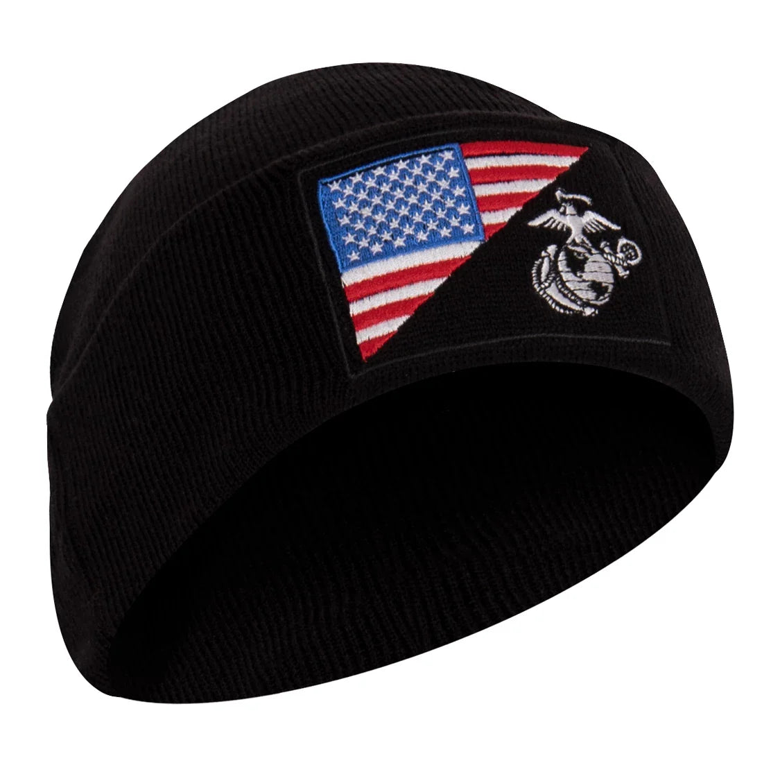 Usmc Eagle Globe and Anchor / us Flag Deluxe Fine Knit Watch Cap