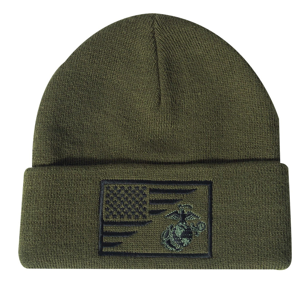 Usmc Eagle Globe and Anchor / us Flag Deluxe Fine Knit Watch Cap