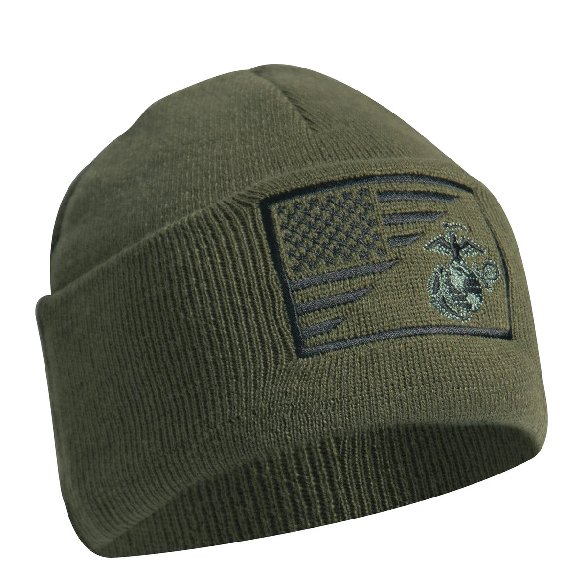 Usmc Eagle Globe and Anchor / us Flag Deluxe Fine Knit Watch Cap