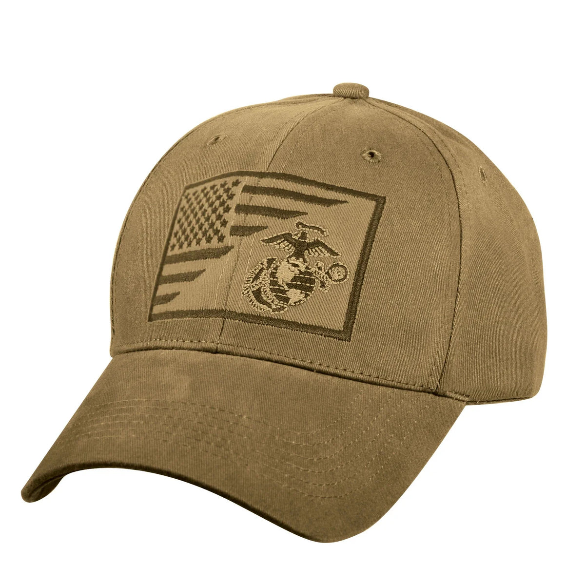 Usmc Eagle Globe and Anchor / us Flag Low Pro Cap - Coyote Brown