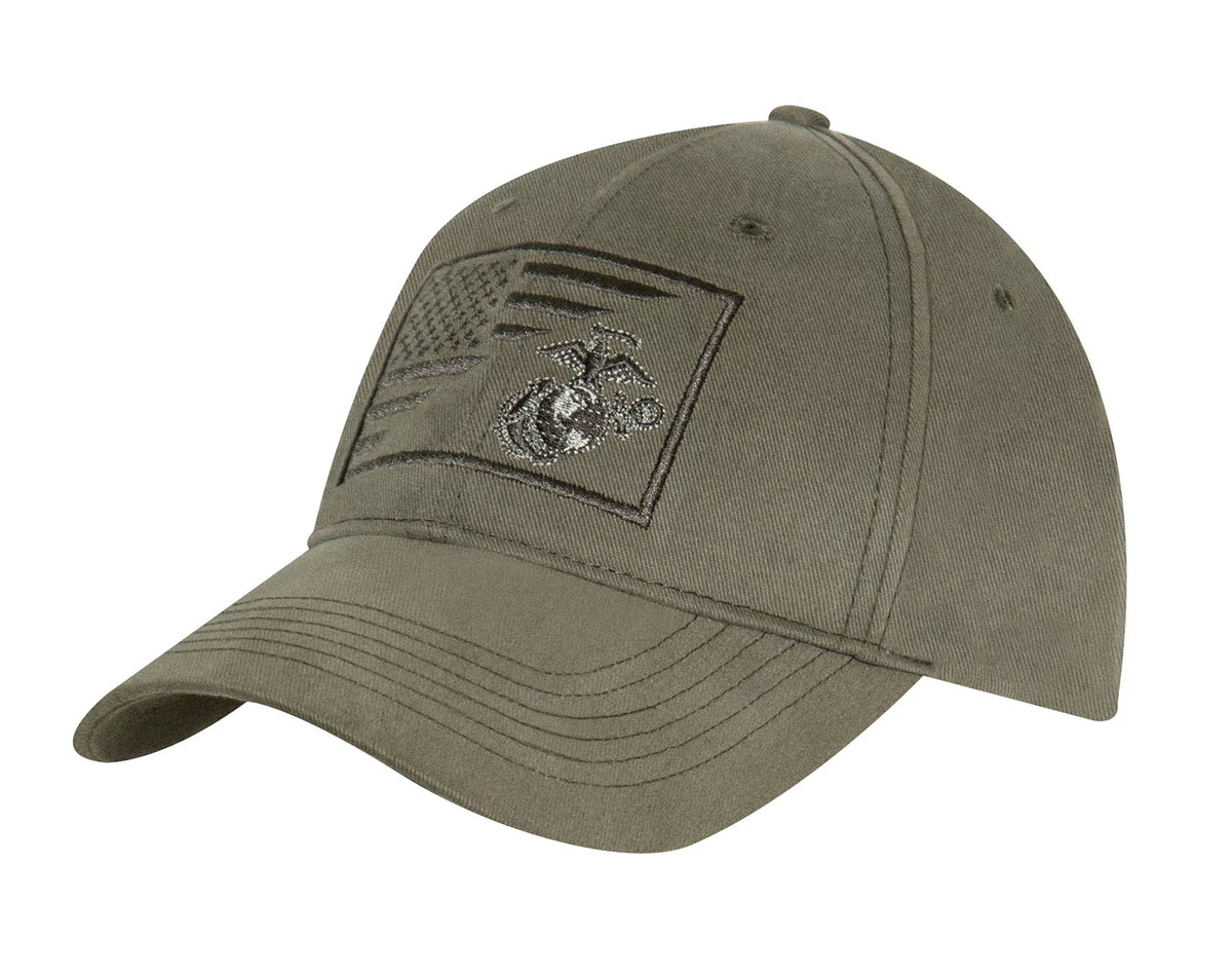 Usmc Eagle Globe and Anchor / us Flag Low Pro Cap - Olive Drab