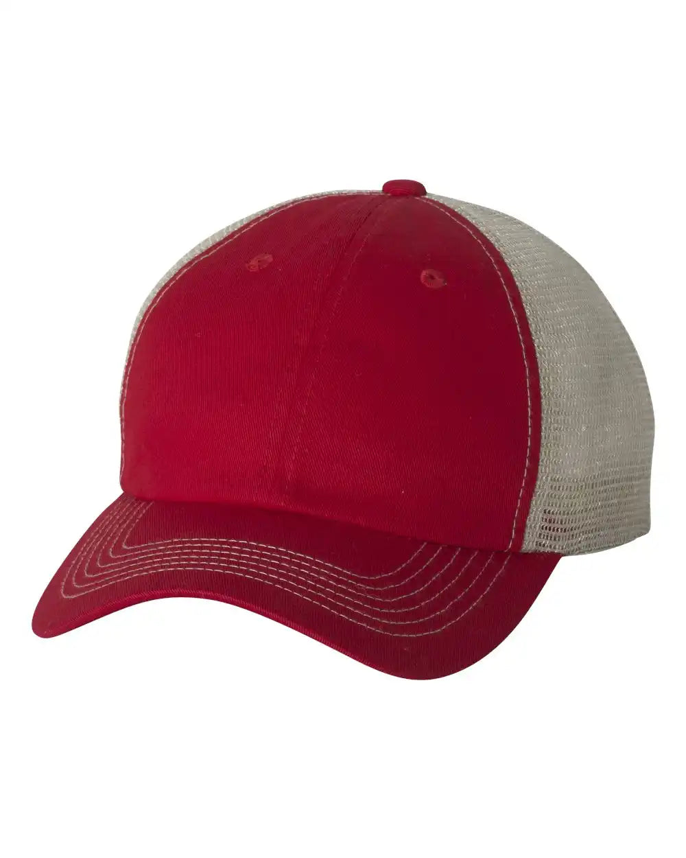 Valucap 3100s Contrast-stitch Mesh-back Cap - 3100 - Red Stone - Red/ / Adjustable
