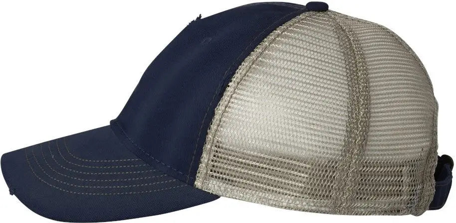 Valucap 3150s Bounty Dirty-washed Mesh-back Cap - 3150 - Navy Khaki - one Size Fits Most