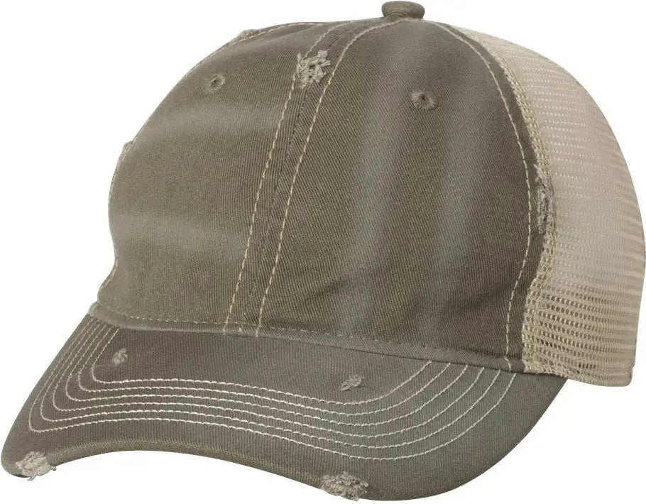 Valucap 3150s Bounty Dirty-washed Mesh-back Cap - 3150 - Olive Khaki - one Size Fits Most
