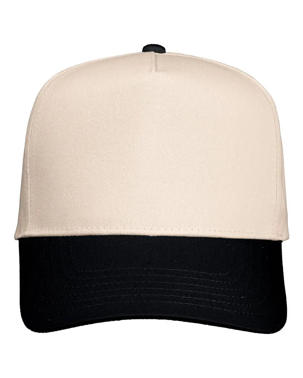 Valucap 8869 Five-panel Twill Cap - Natural Black - one Size Fits Most