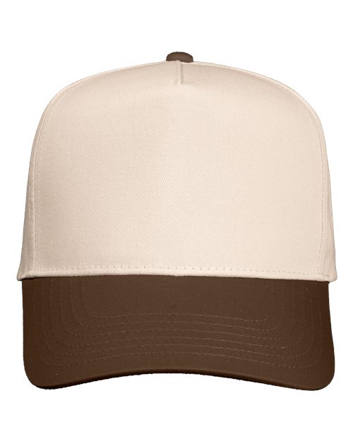Valucap 8869 Five-panel Twill Cap - Natural Brown