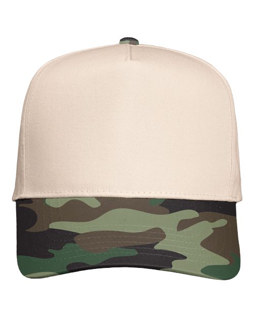 Valucap 8869 Five-panel Twill Cap - Natural Camo Green
