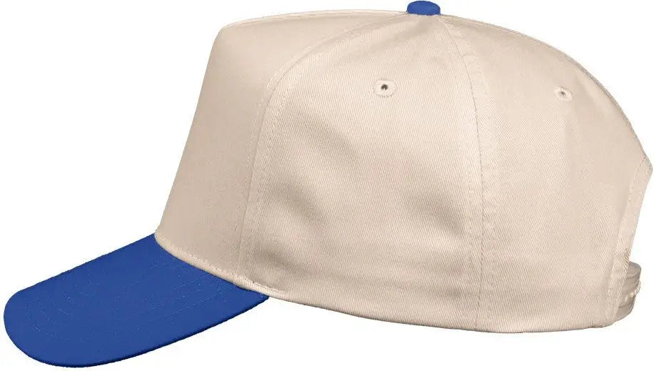 Valucap 8869 Five-panel Twill Cap - Natural Royal - one Size Fits Most