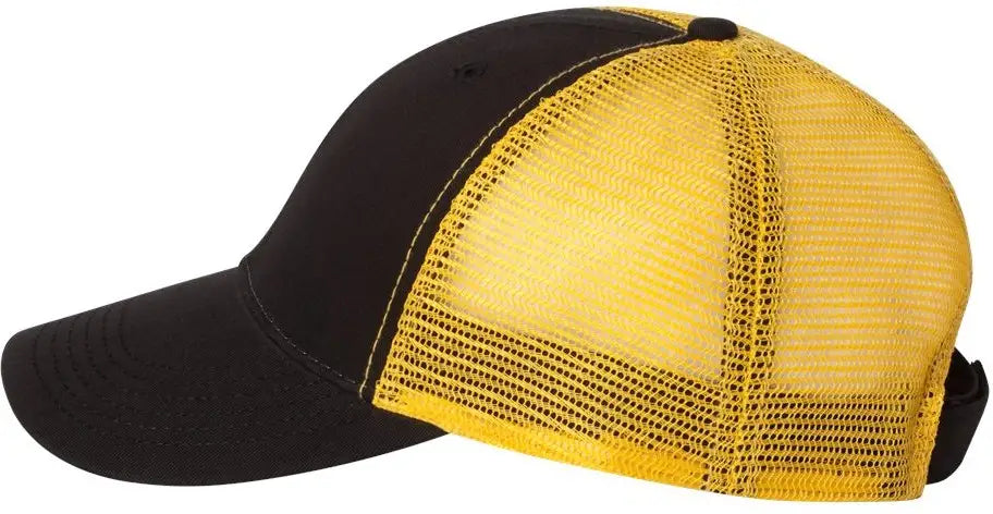 Valucap Ah80 Bio-washed Trucker Cap - Black Gold - one Size Fits Most