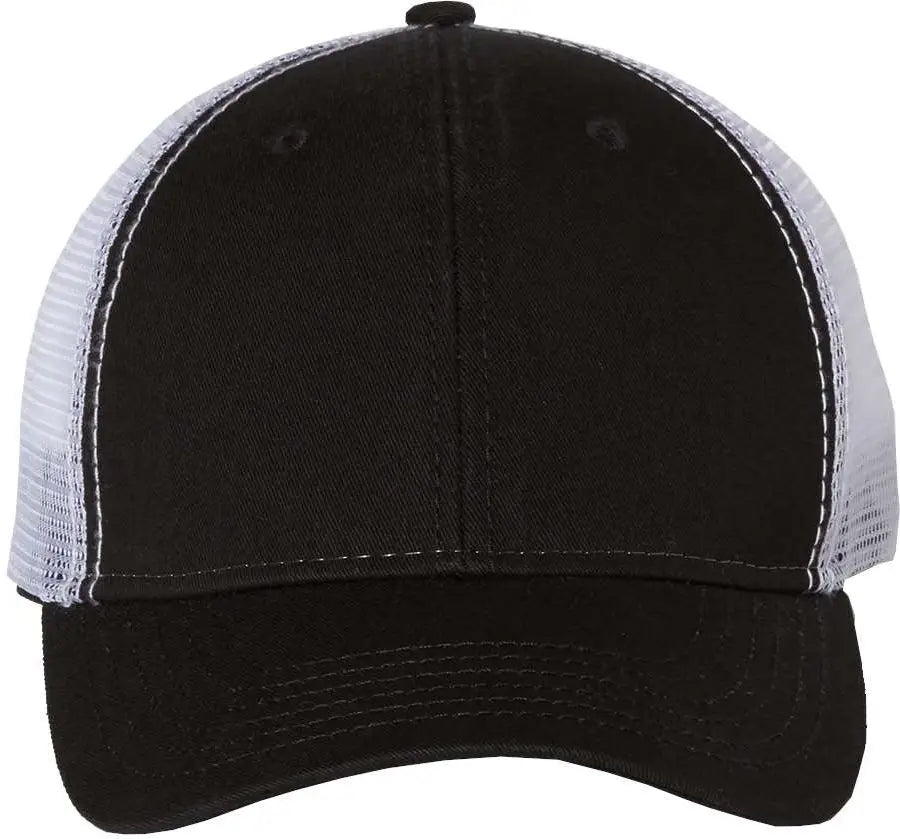 Valucap Ah80 Bio-washed Trucker Cap - Black White - one Size Fits Most