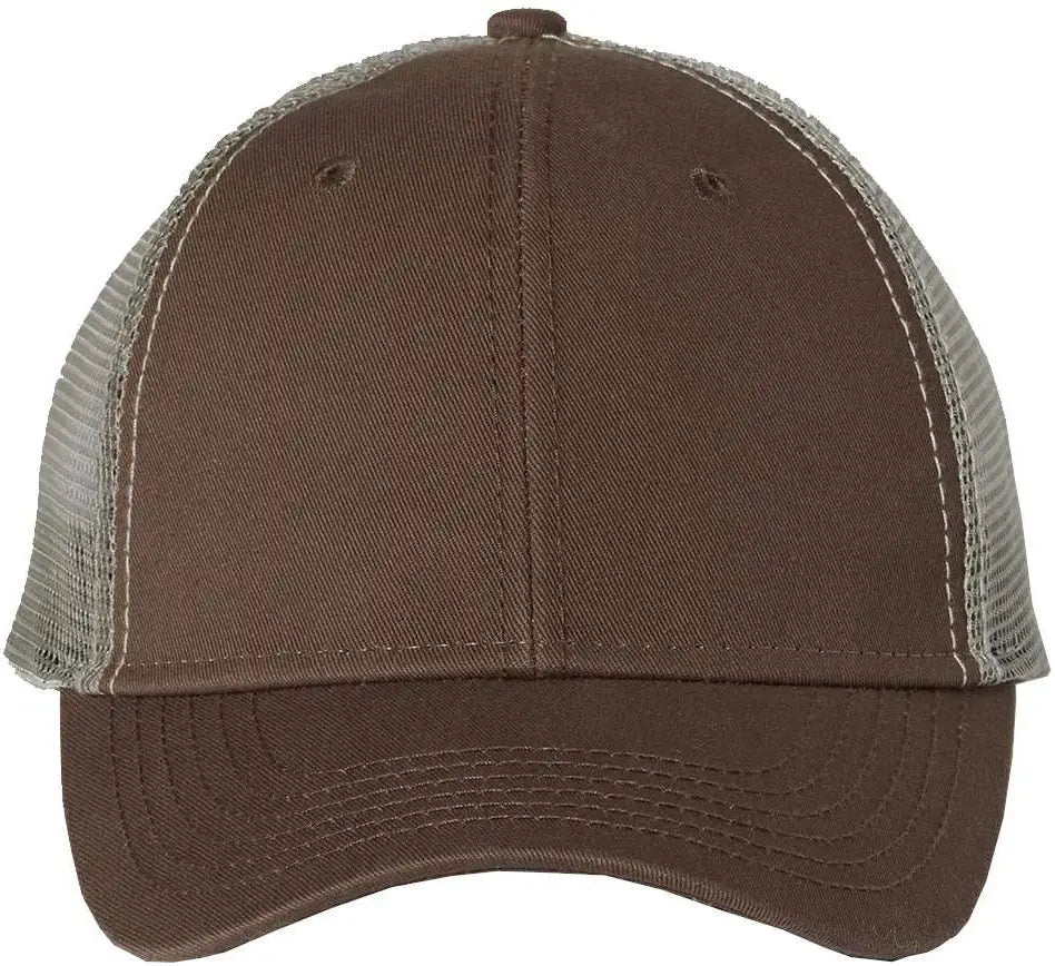 Valucap Ah80 Bio-washed Trucker Cap - Brown Khaki