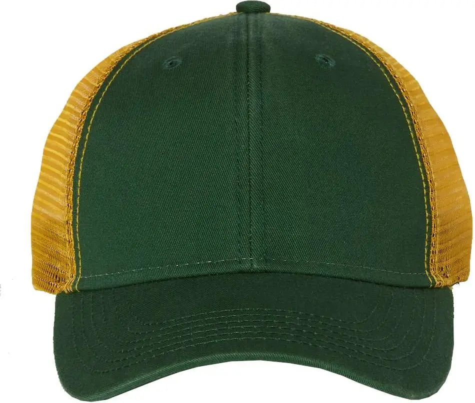 Valucap Ah80 Bio-washed Trucker Cap - Dark Green Gold - Forest / one Size Fits Most