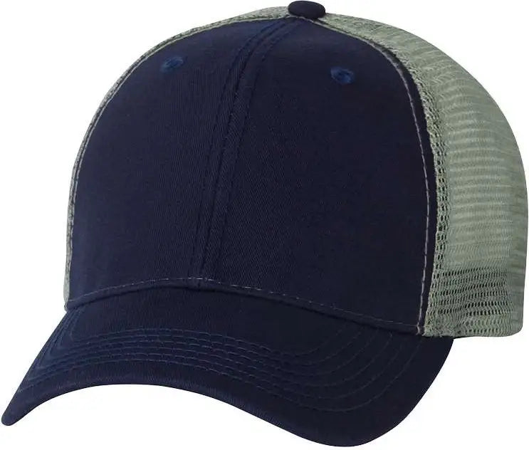 Valucap Ah80 Bio-washed Trucker Cap - Navy Grey