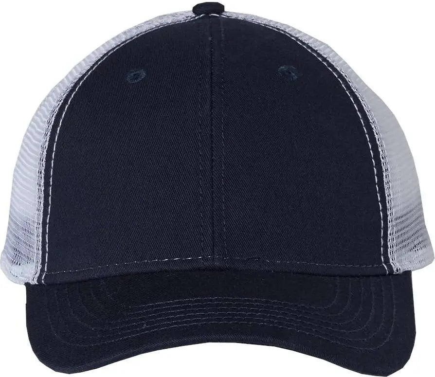 Valucap Ah80 Bio-washed Trucker Cap - Navy White - one Size Fits Most