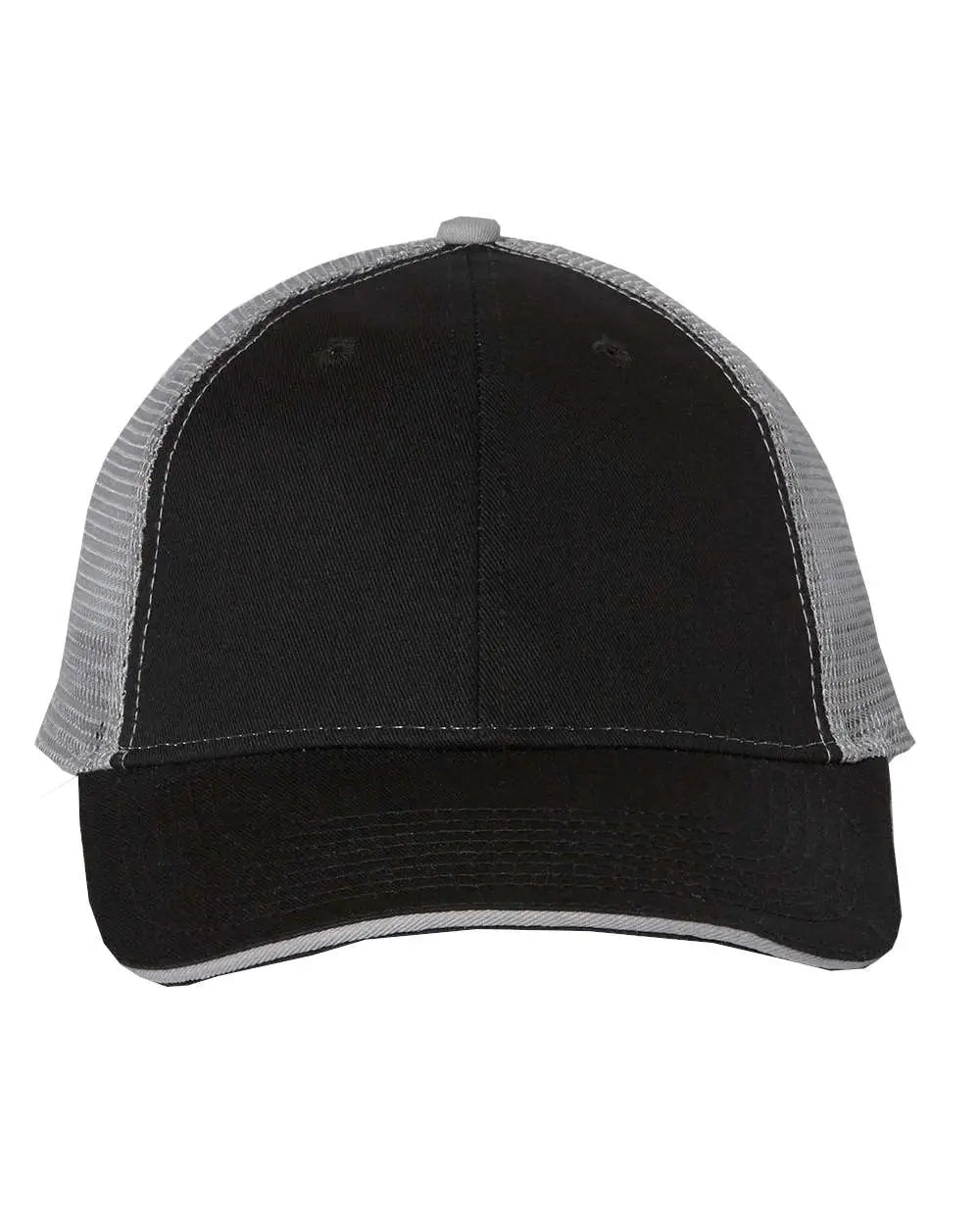 Valucap S102 Sandwich Trucker Cap - Black Gray - one Size Fits Most