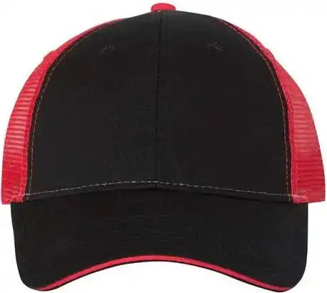Valucap S102 Sandwich Trucker Cap - Black Red - 6 5/8’’ - 7 3/8’’
